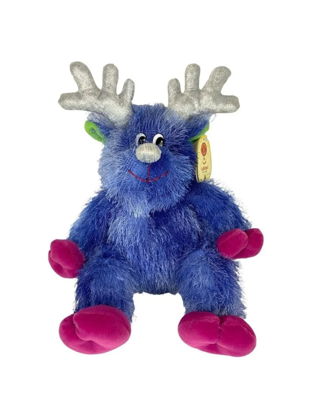 Aurora Frostbite Reindeer Plush 10 inch Blue Pink Silver Antlers Soft Toy